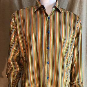 BERTIGO multi-color striped cotton shirt